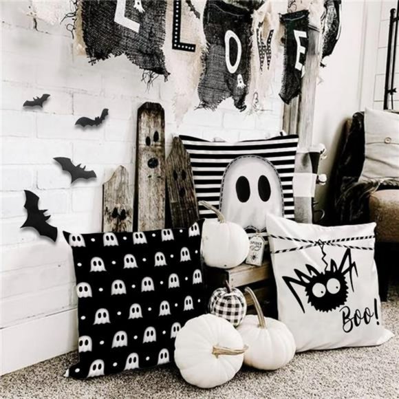 Halloween Pillow Covers 18 x 18 Inch Set of 4, Throw Pillowcases - Picture 2 of 6